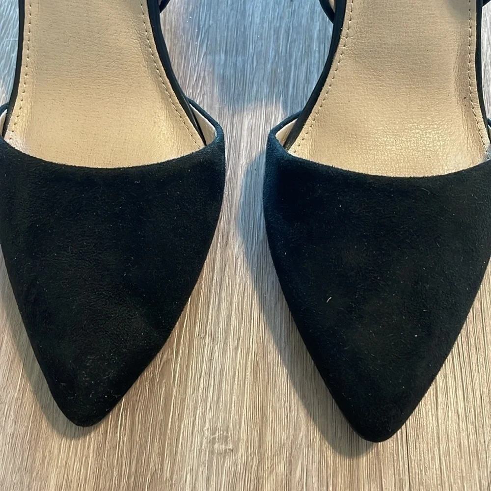 French Connection Women’s Pointy D’orsey Heels Size 10 Black Leather Cocktail